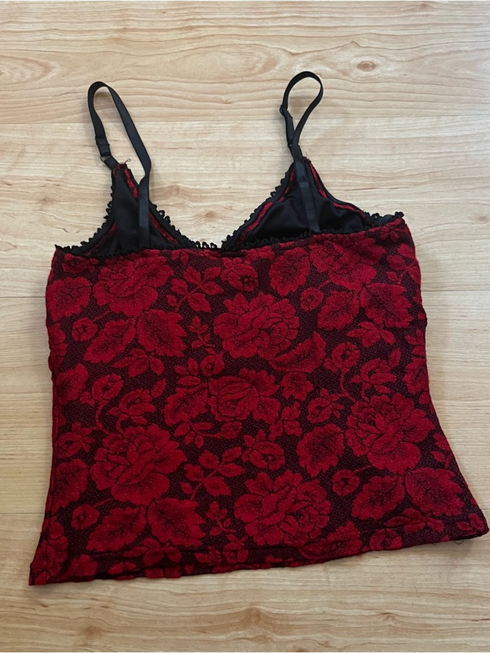 y2k vintage black and red lace cami bustier made in the USA - Picture 3 of 7